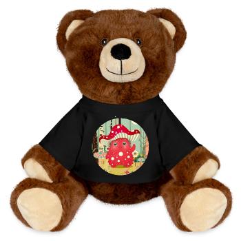 Lustiges Pilz-Monster im bunten Wald - MiniFeet® RecycelBär® Braun - Schwarz - Vorne