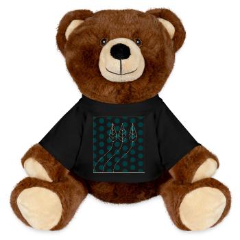 Plant Pattern Dots - MiniFeet® RecycelBär® Teddy Bear Brown - black - Front