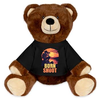 Born to shoot - MiniFeet® RecycelBär® Braun - Schwarz - Vorne