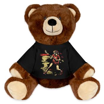 Oldschool Lacrosse Girls - MiniFeet® RecycelBär® Teddy Bear Brown - black - Front