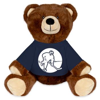 Eishockeyspieler Zeichnung - MiniFeet® RecycelBär® Braun - French Navy - Vorne