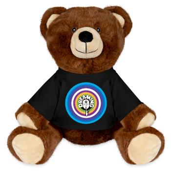 dreaming dreamer rings colorful retro sleepwalking - MiniFeet® RecycelBär® Teddy Bear Brown - black - Front