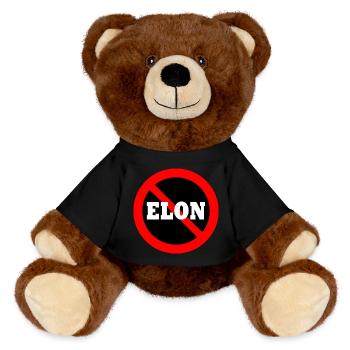 Anti Elon - MiniFeet® RecycelBär® Teddy Bear Brown - black - Front