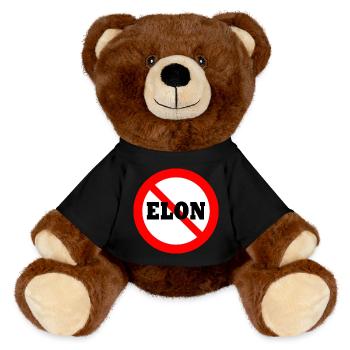 Anti Elon Round NO Bumper - MiniFeet® RecycelBär® Teddy Bear Brown - black - Front