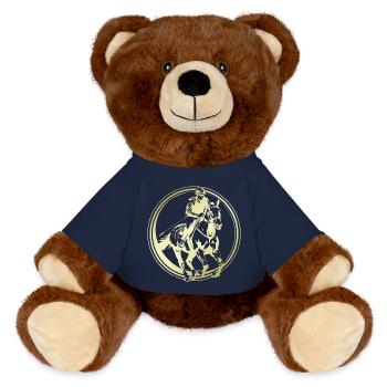 Riding Horse Silhouette - MiniFeet® RecycelBär® Teddy Bear Brown - french navy - Front