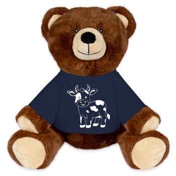 lustige Kuh T-shirt Geschenk Bauern - MiniFeet® RecycelBär® Braun - French Navy - Vorne