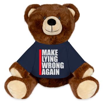 Make Lying Wrong Again Political Statement Shirt - MiniFeet® RecycelBär® Teddy Bear Brown - french navy - Front