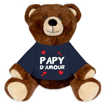 Papy d’amour – famille tendresse humour cadeau - Nounours RecycelBär® marron - bleu marine - Devant