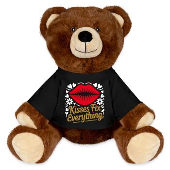 Kisses heal everything - MiniFeet® RecycelBär® Teddy Bear Brown - black - Front