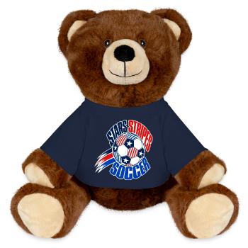 USA Soccer Fan 2026, Stars and Stripes Soccer Ball - MiniFeet® RecycelBär® Braun - French Navy - Vorne