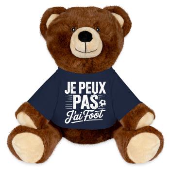 Je peux pas j'ai Foot - Nounours RecycelBär® marron - bleu marine - Devant