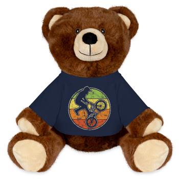 Graphique de cascades BMX biker dans le style vintage - Nounours RecycelBär® marron - bleu marine - Devant