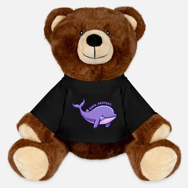 Save Protect - Purple Whale - Sticker - MiniFeet® RecycelBär® Teddy Bear Brown - black