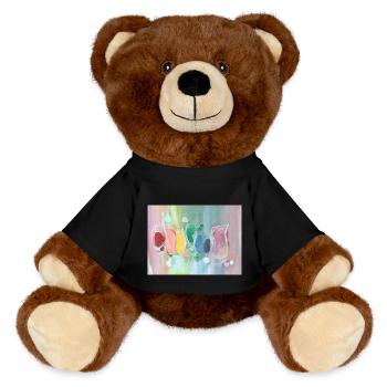 Chakren Liebe abstrakte Kunst - MiniFeet® RecycelBär® Braun - Schwarz - Vorne
