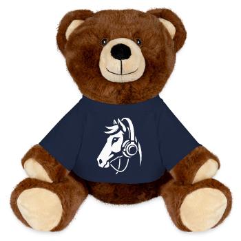 Klangvolle Stille – Das Pferd mit Kopfhörern - MiniFeet® RecycelBär® Braun - French Navy - Vorne