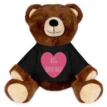 Grand Frère | Coeur rose | Cadeau Garçon - Nounours RecycelBär® marron - noir - Devant