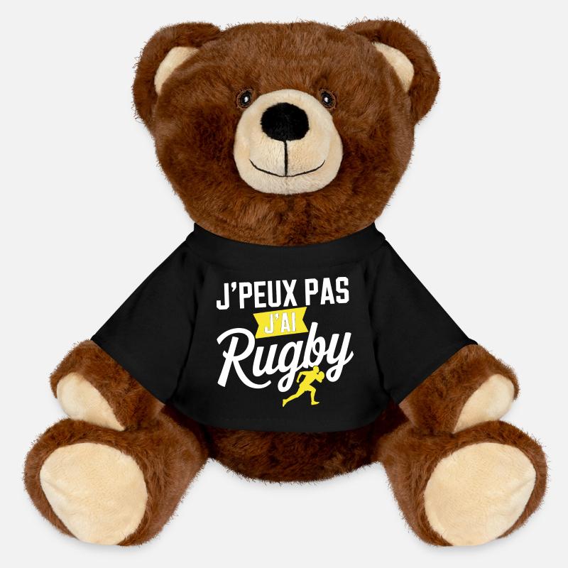 j peux pas j ai rugby - Nounours RecycelBär® marron - noir