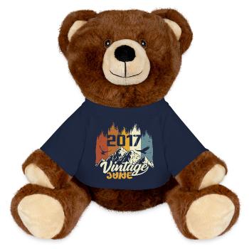 Birthday Legends est né en juin 2017 - Nounours RecycelBär® marron - bleu marine - Devant