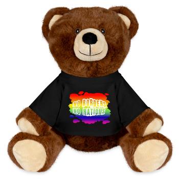 Stop AfD contre la droite, la démocratie, la diversité, la gauche - Nounours RecycelBär® marron - noir - Devant