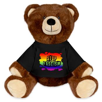Stop AfD contre la droite, la démocratie, la diversité, la gauche - Nounours RecycelBär® marron - noir - Devant