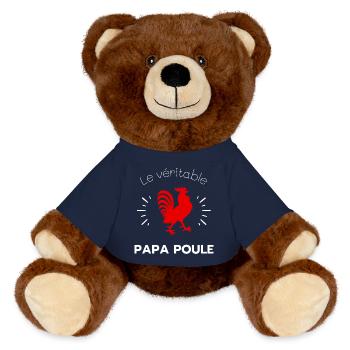 Le véritable papa poule - Nounours RecycelBär® marron - bleu marine - Devant
