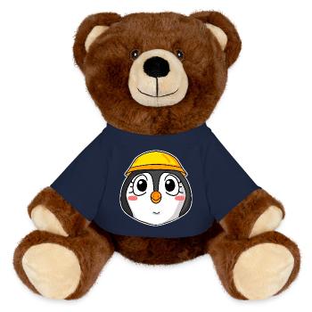 Penguin Construction Site - MiniFeet® RecycelBär® Teddy Bear Brown - french navy - Front