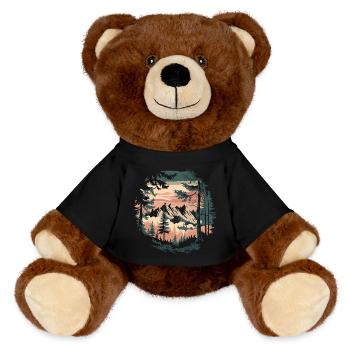 Trees Wildlife Nature Mountains Adventure Forest - MiniFeet® RecycelBär® Teddy Bear Brown - black - Front