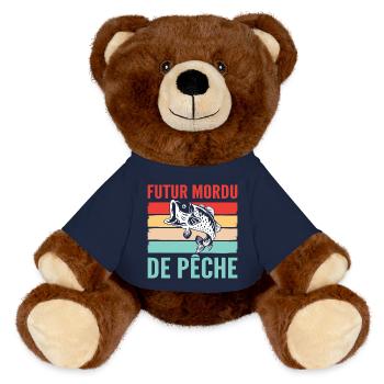 Fishing Enthusiast for Baby - MiniFeet® RecycelBär® Teddy Bear Brown - french navy - Front