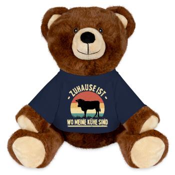 Landwirt Geschenk Landwirtschaft Traktor Bauer - MiniFeet® RecycelBär® Braun - French Navy - Vorne