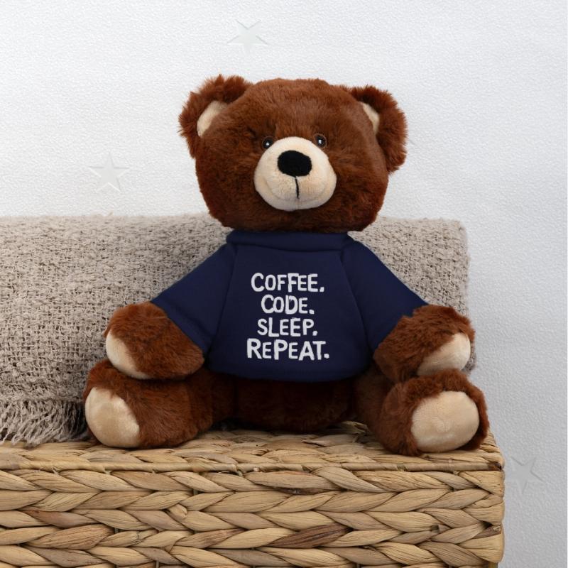 coffee code sleep - repeat Programmierer Arbeit MiniFeet® RecycelBär® Braun