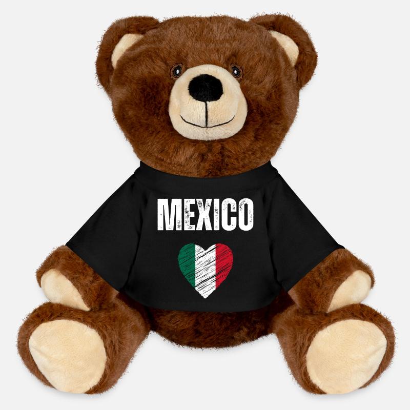 J’aime le Mexique, drapeau du Mexique - Nounours RecycelBär® marron - noir