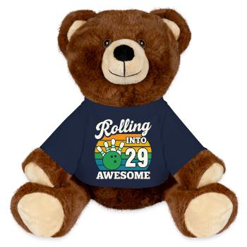 Bowling 29e anniversaire Célébration Graphique - Nounours RecycelBär® marron - bleu marine - Devant
