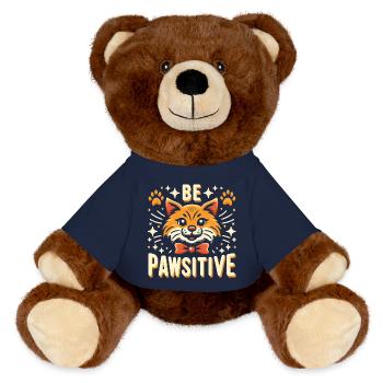 Be pawsitive cute cat - MiniFeet® RecycelBär® Teddy Bear Brown - french navy - Front