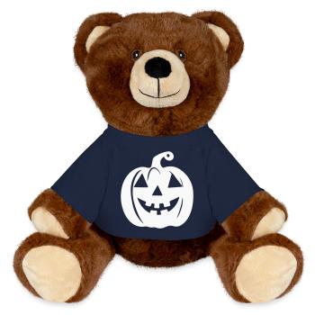 Motifs de citrouilles effrayantes pour Halloween - Nounours RecycelBär® marron - bleu marine - Devant