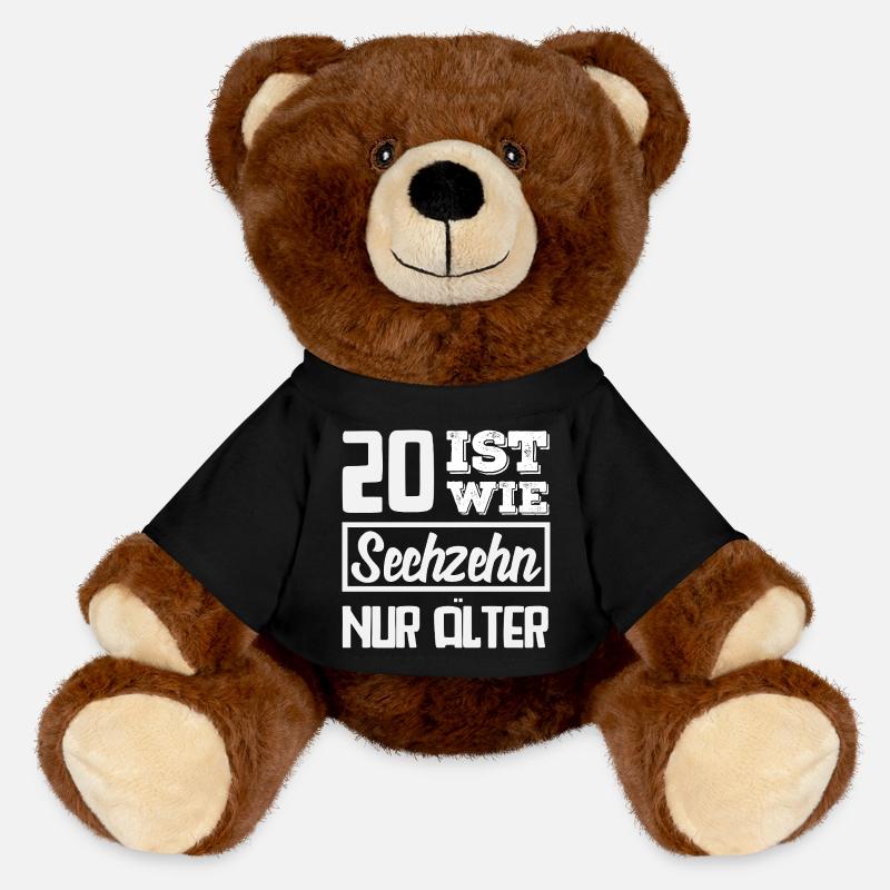 Funny 20th Birthday Gift - MiniFeet® RecycelBär® Teddy Bear Brown - black
