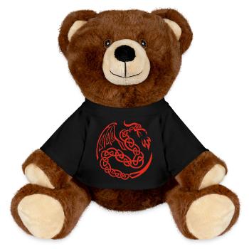 Roter keltischer Drache - MiniFeet® RecycelBär® Braun - Schwarz - Vorne