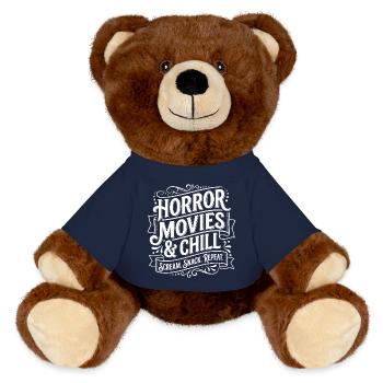Horror Movies & Chill - MiniFeet® RecycelBär® Braun - French Navy - Vorne