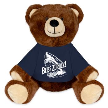 Beiss Zurück Hai Grafik - MiniFeet® RecycelBär® Braun - French Navy - Vorne