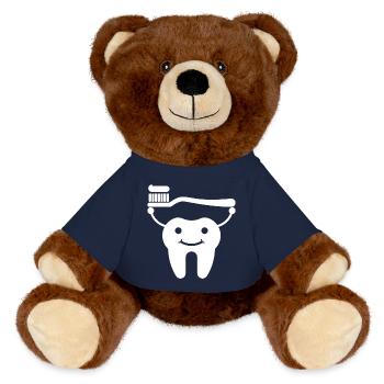 Zahn mit Zahnbürste und Zahnpasta - MiniFeet® RecycelBär® Braun - French Navy - Vorne