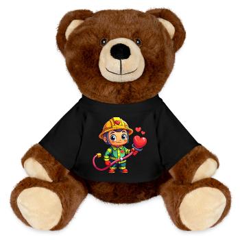 Hero in red the firefighter - MiniFeet® RecycelBär® Teddy Bear Brown - black - Front
