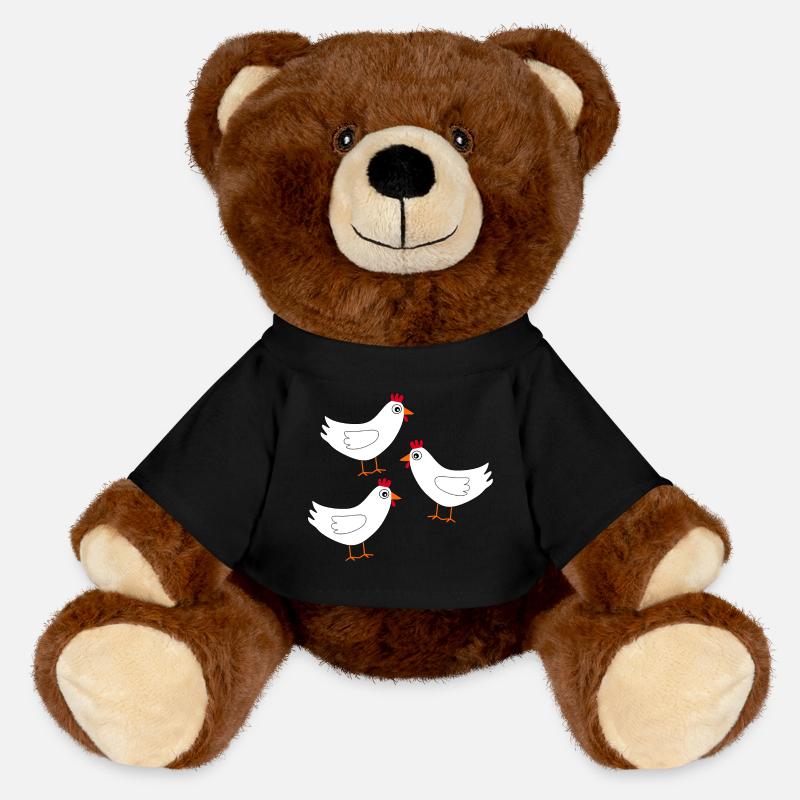 Chicken White White Chickens Hens Easter - MiniFeet® RecycelBär® Teddy Bear Brown - black