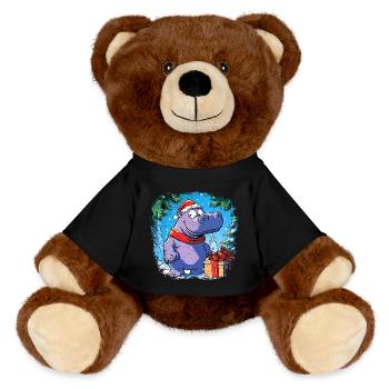 Nilpferde Weihnachten - MiniFeet® RecycelBär® Braun - Schwarz - Vorne
