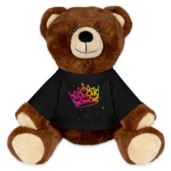 Krone Glitter Regenbogen Love CSD LGBT - MiniFeet® RecycelBär® Braun - Schwarz - Vorne
