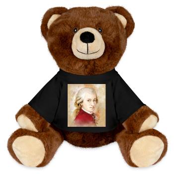 Wolfgang Amadeus Mozart im Aquarell Stil - MiniFeet® RecycelBär® Braun - Schwarz - Vorne