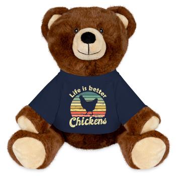 Chicken Chickens - MiniFeet® RecycelBär® Teddy Bear Brown - french navy - Front