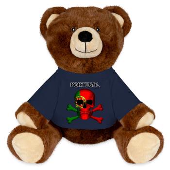Skull Jolly Roger Pirate Flag Portugal R6Z - MiniFeet® RecycelBär® Teddy Bear Brown - french navy - Front