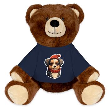 Süsser Welpe im Winter - MiniFeet® RecycelBär® Braun - French Navy - Vorne