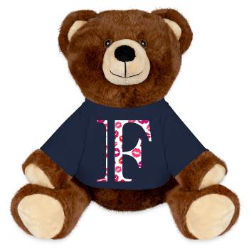 Letter f kisses - MiniFeet® RecycelBär® Teddy Bear Brown - french navy - Front