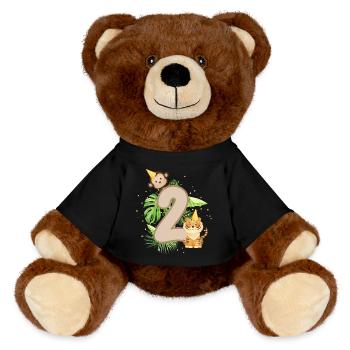 Zweiter Geburtstag Dschungel Tiger Affe Babyparty - MiniFeet® RecycelBär® Braun - Schwarz - Vorne