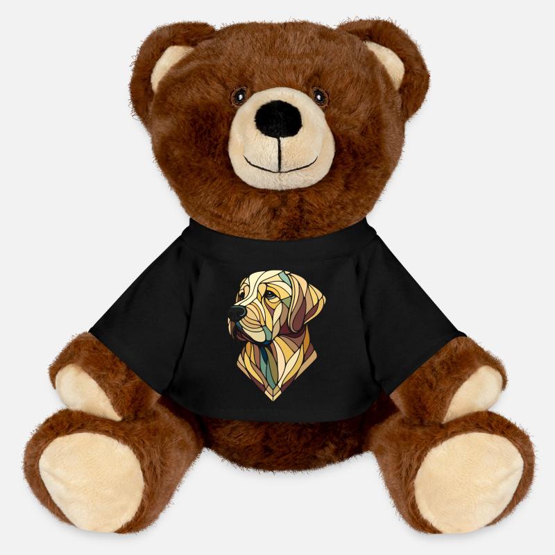 Labrador head, retriever, geometric art, polygon - MiniFeet® RecycelBär® Teddy Bear Brown - black